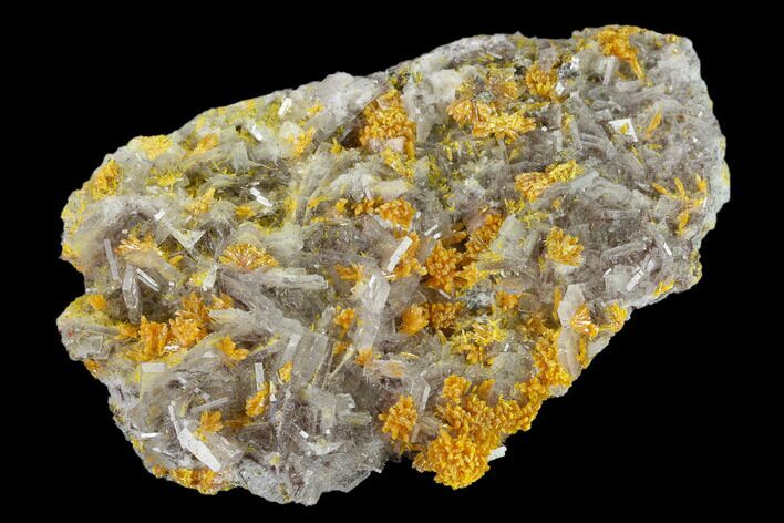 Orpiment On Barite Crystals - Peru #133099